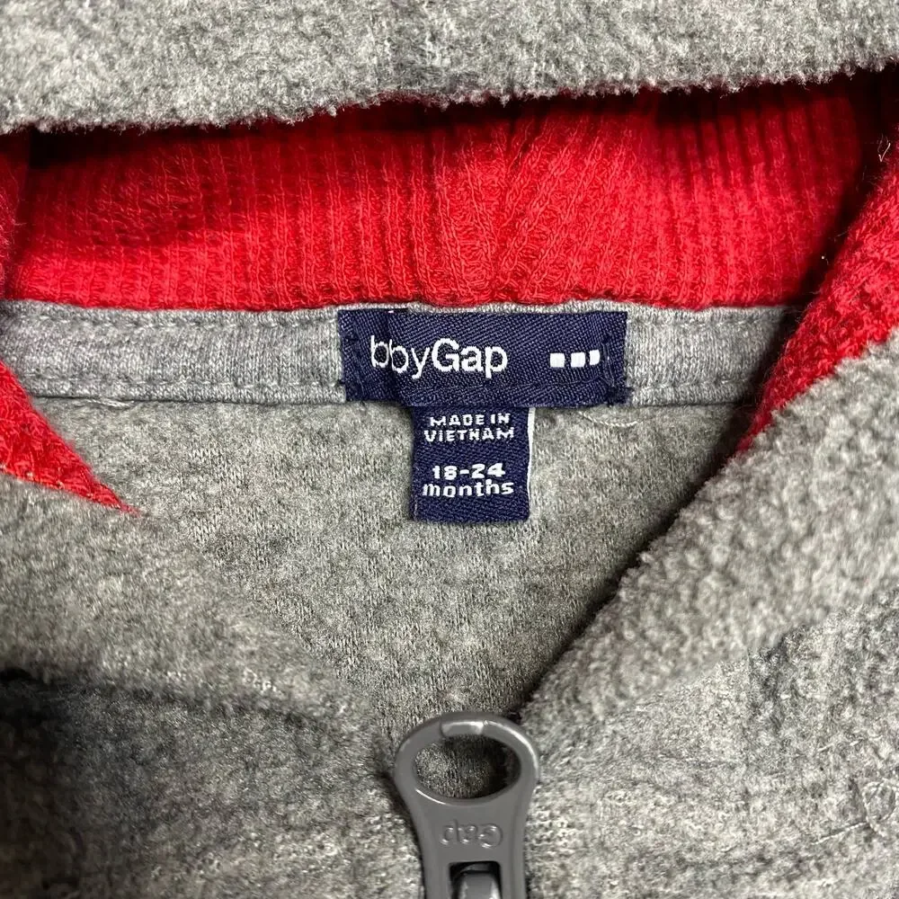 babyGAP Fleece, Hooded  Zip Up in Grey/Red